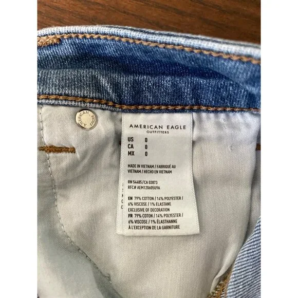 American Eagle Mom Short Jean Shorts Cuffed Light Wash Stretch High Rise 0 - Picture 4 of 8